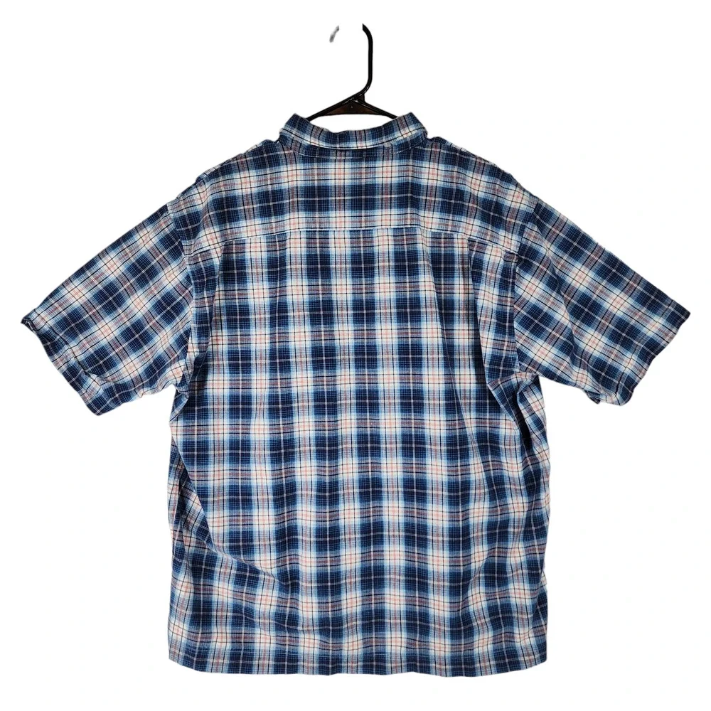 GAP Full Zip Shirt Jacket Shacket L Mens Plaid Blue White Red Cotton - Picture 2 of 13